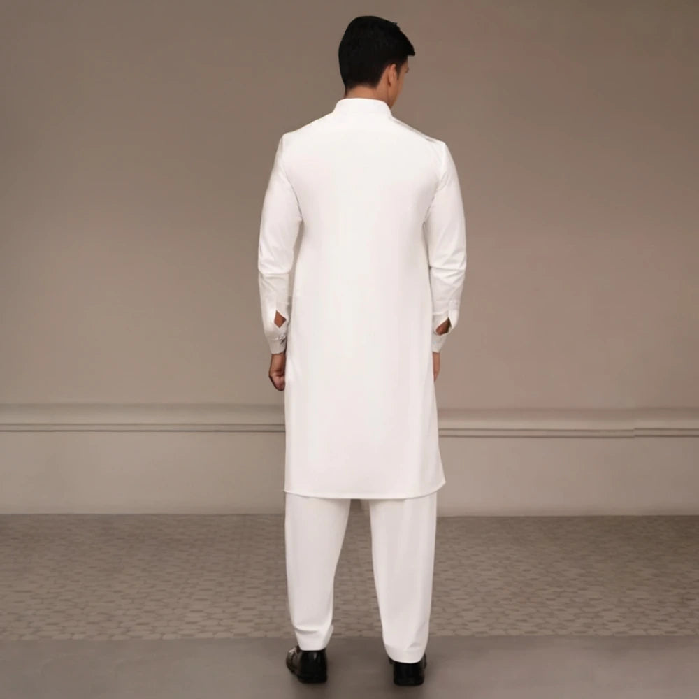 White Wash n Wear Blended Shalwar Kameez | wnb