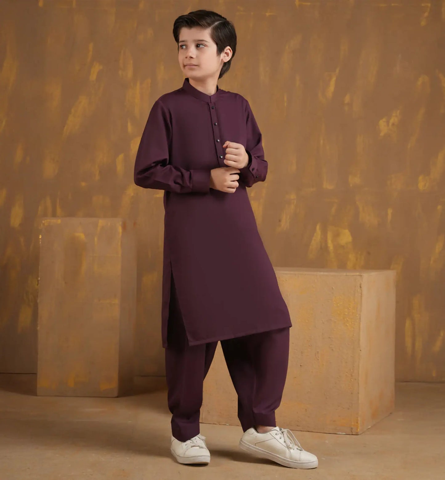 Kids Maroon Kameez Shalwar