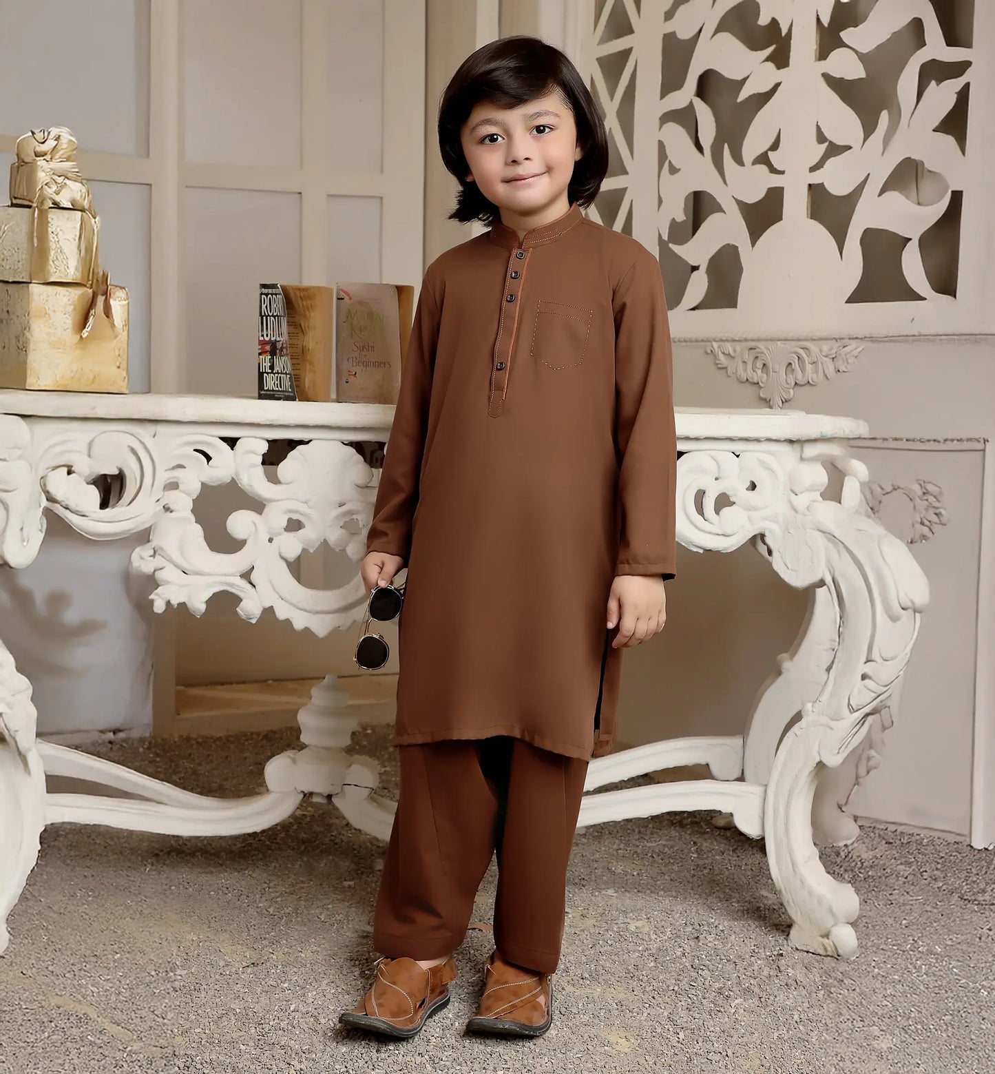 Kids Choco Brown Kameez Shalwar