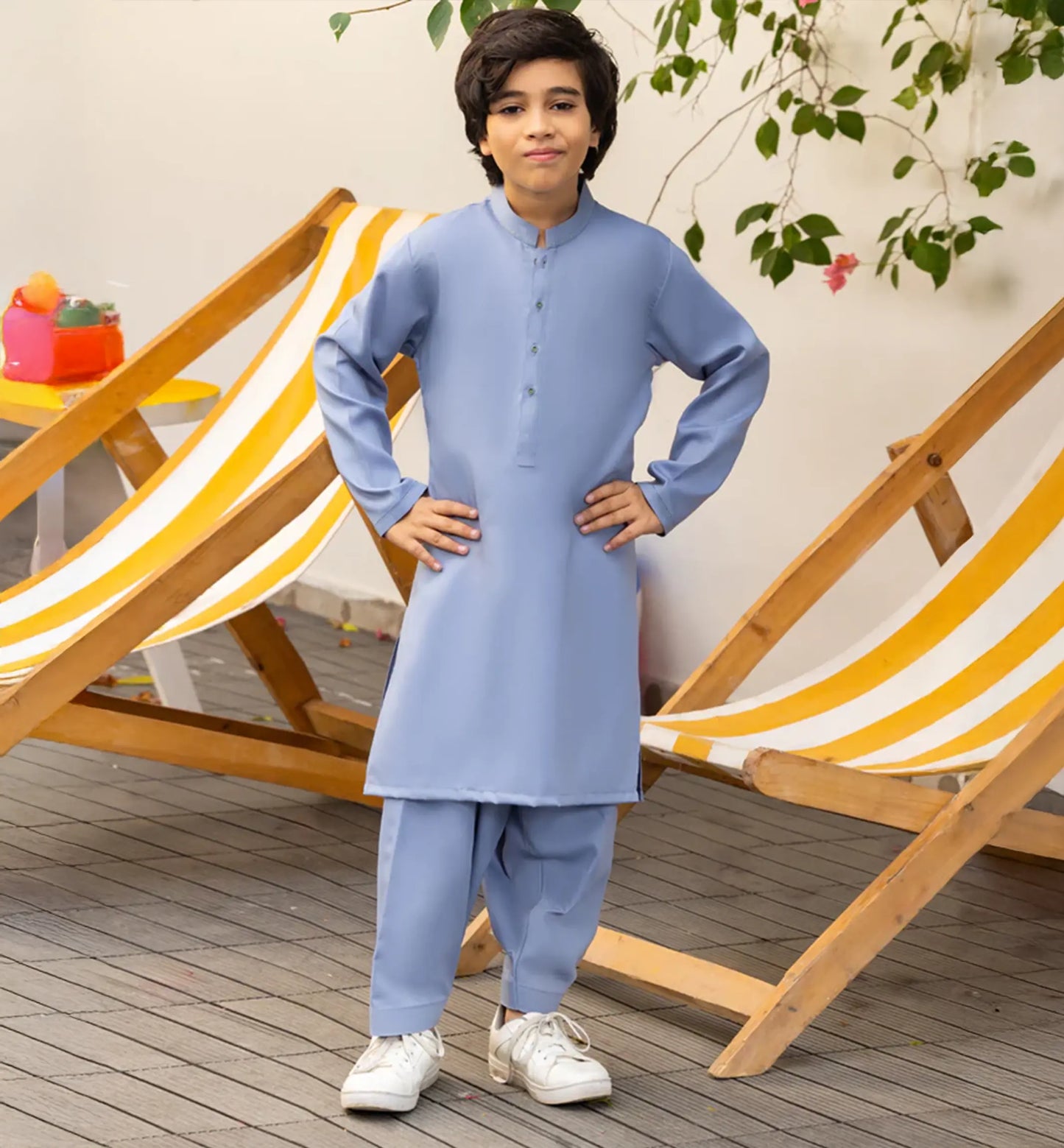 Kids Stone Blue Kameez Shalwar