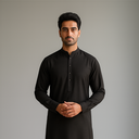 Pure Black Unstitched Men Cotton Shalwar Kameez