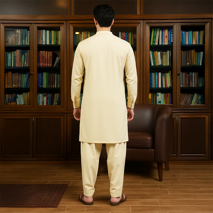 Creme Unstitched Men Shalwar Kameez