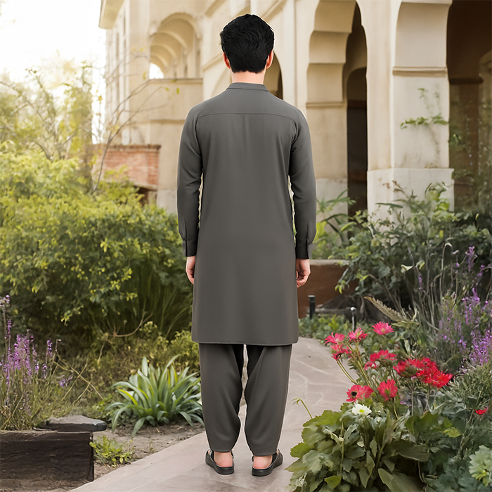 Stone Gray Unstitched Men Shalwar Kameez