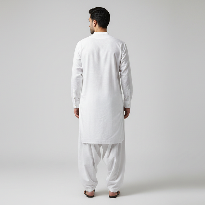 Pure White Unstitched Men Shalwar Kameez