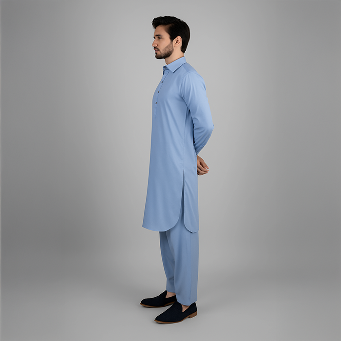 Stone Blue Men Unstitched Shalwar Kameez