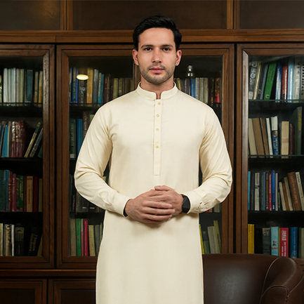 Creme Unstitched Men Shalwar Kameez