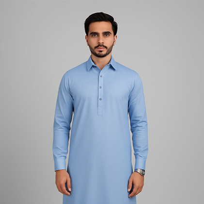 Stone Blue Men Unstitched Shalwar Kameez